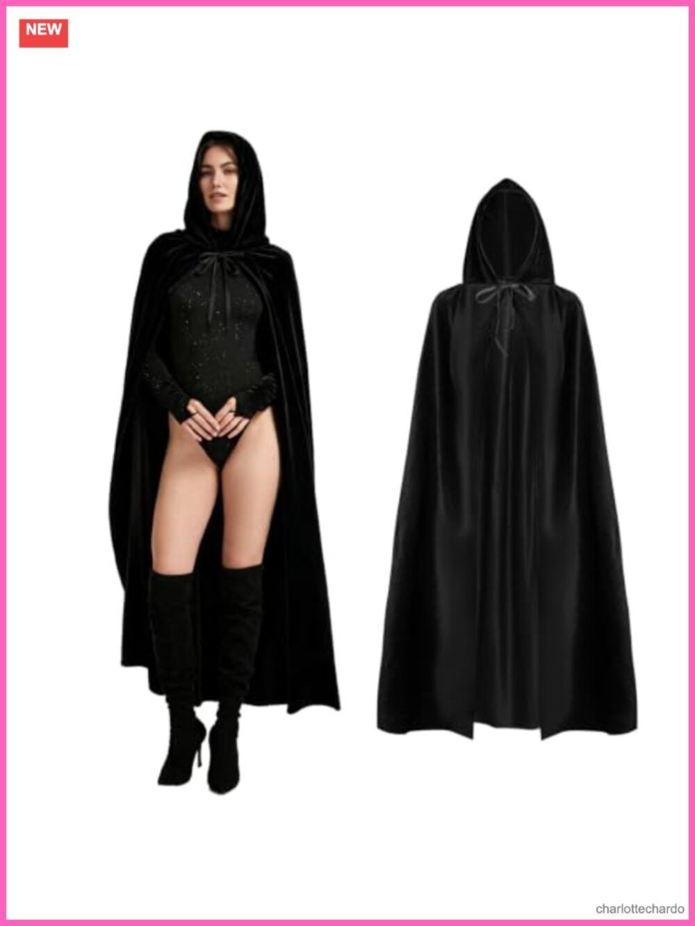 Velvet Hooded Cloak Unisex Halloween Cosplay Cape Robe